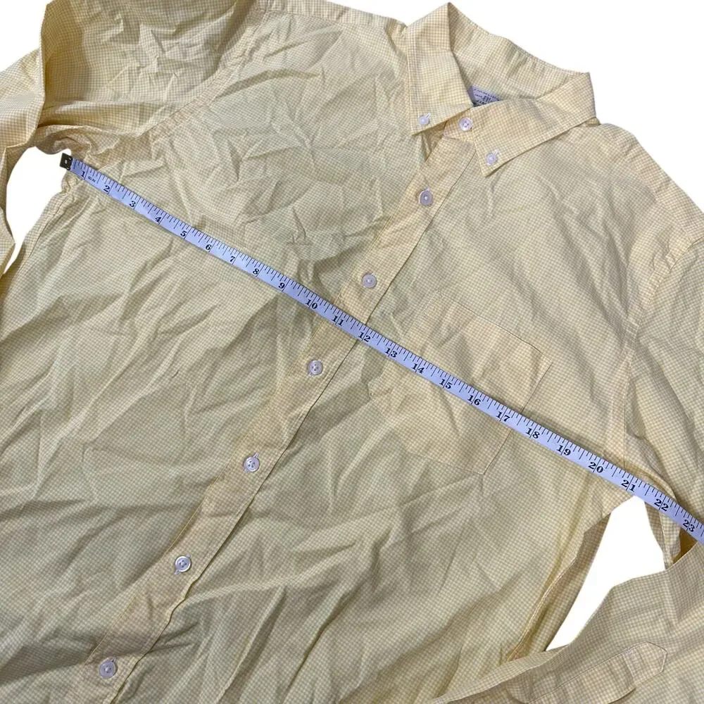J Crew Sewn For Men's‎ Yellow Gingham Button Down Shirt Size M 15-15.5